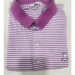 Peter Millar Mens Short Sleeve Polo Large Burgundy Striped
